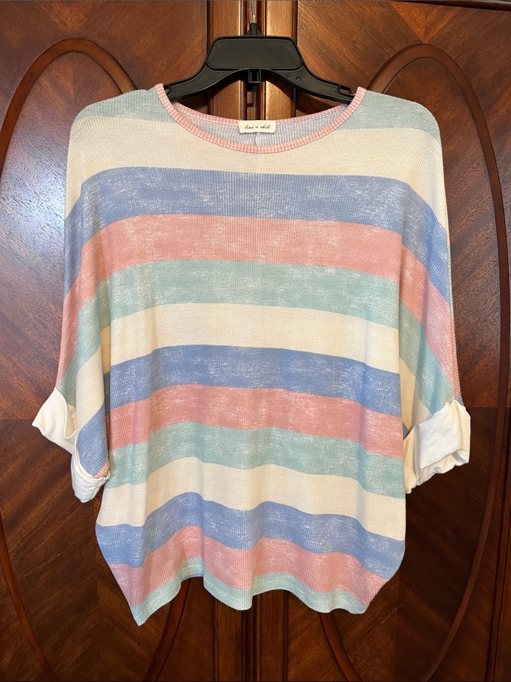 Lime + Chili Pastel Striped Knit Top - Pink, Blue, Green, Cream